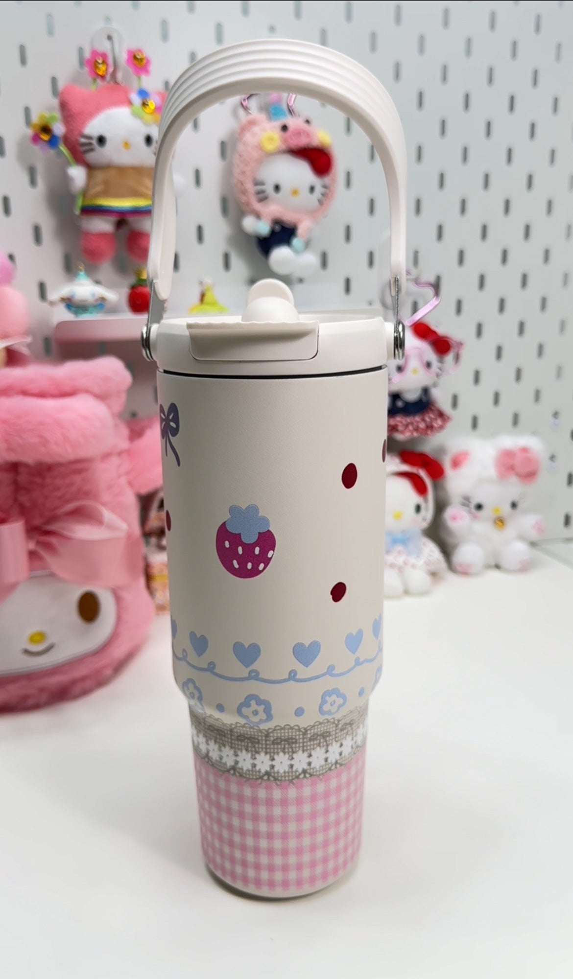 In-Car Insulated Cup 900 ml Tumbler with Handle , Stainless Steel Insulated Cup with Lid Gym Water Bottle Cupholder Friendly Women Travel Mug