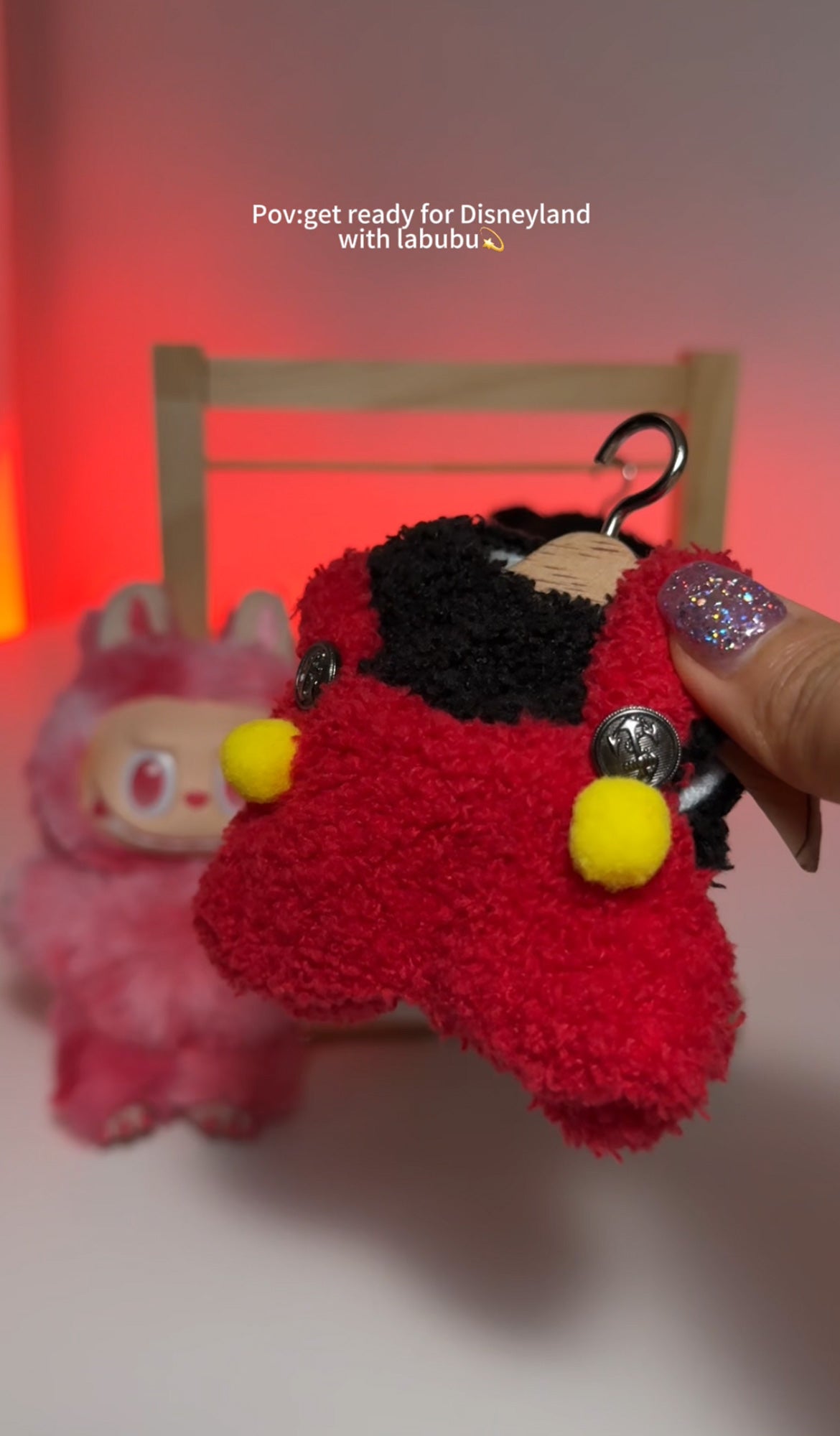 Labubu outfit Mini Red Black Mickey Set +shoes (No Doll)