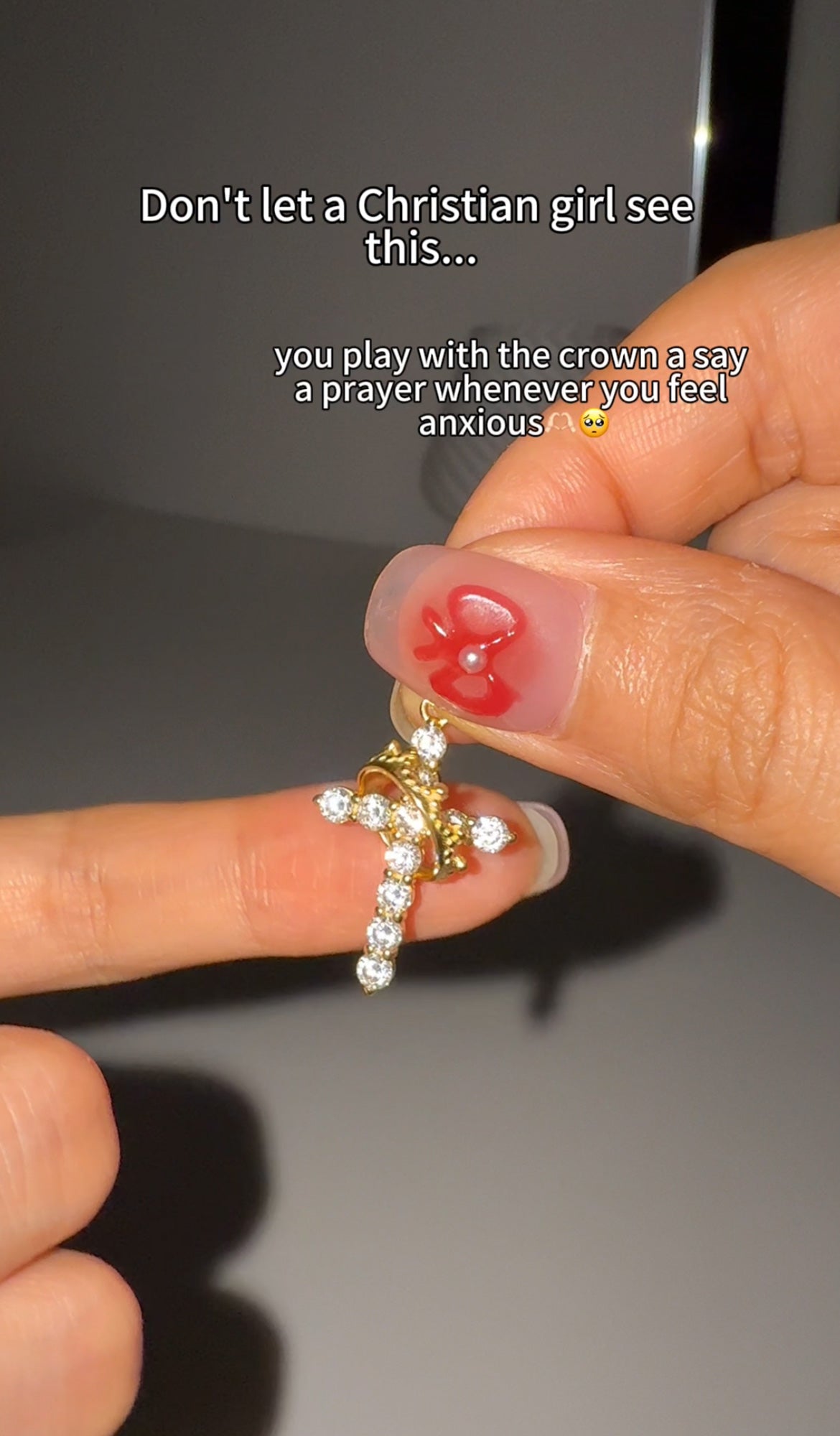 Sterling silver full diamond crown cross necklace | Fashionable, simple and classic temperament