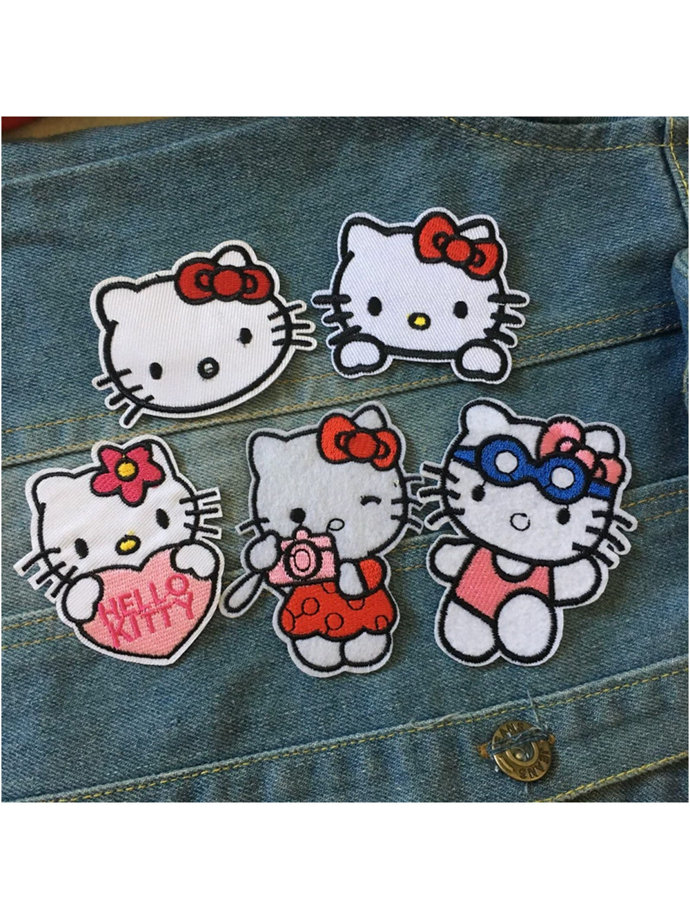 Embroidered iron-on patches | Hello Kitty handmade patches | Hole patching appliques