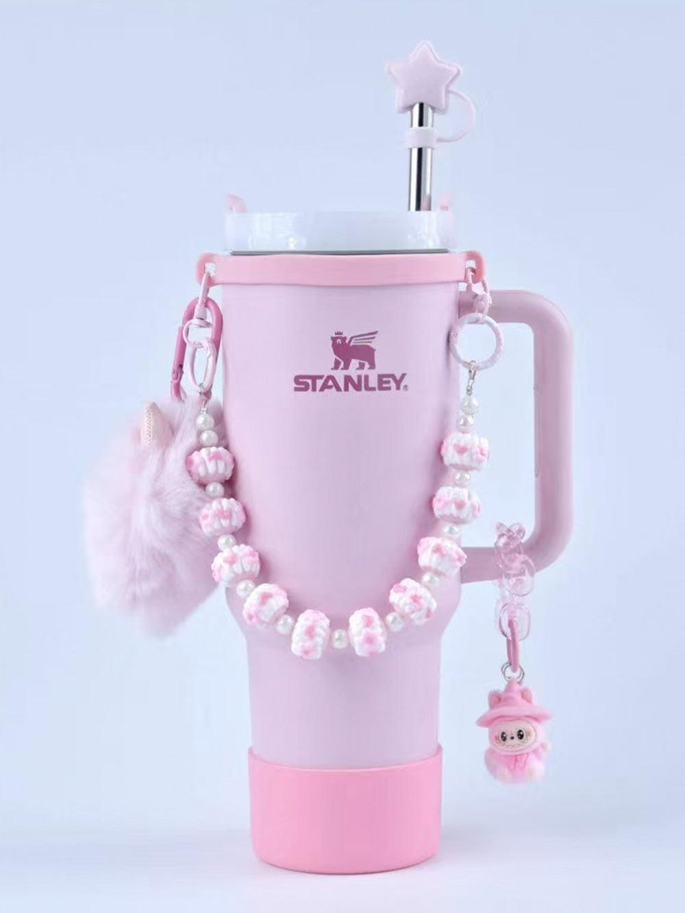 Stanley thermos DIY accessories: straw hat, hand strap, flower cup chain, pom pom (cup not included)
