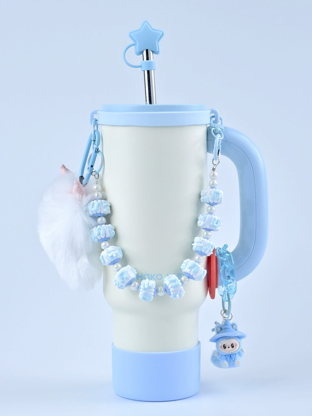 Stanley thermos DIY accessories: straw hat, hand strap, flower cup chain, pom pom (cup not included)