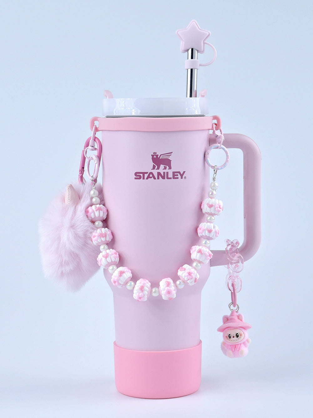 Stanley thermos DIY accessories: straw hat, hand strap, flower cup chain, pom pom (cup not included)