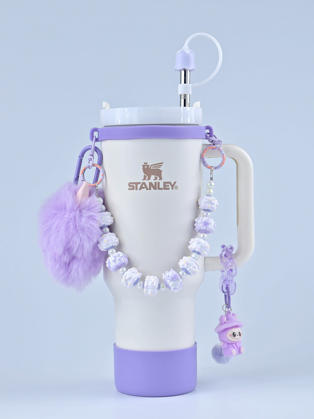 Stanley thermos DIY accessories: straw hat, hand strap, flower cup chain, pom pom (cup not included)