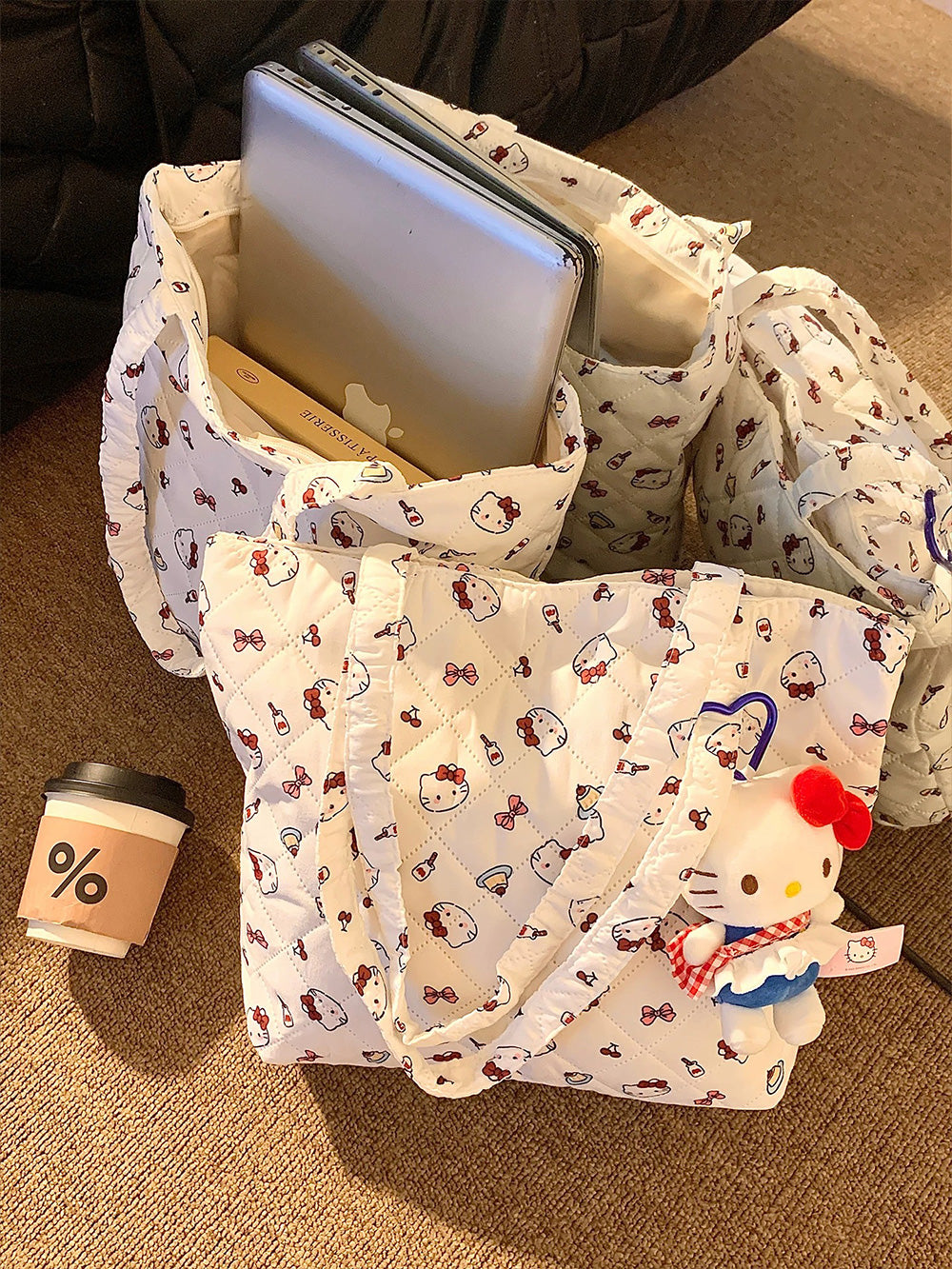 Cute padded bag Hello Kitty tote bag Large-capacity shoulder bag