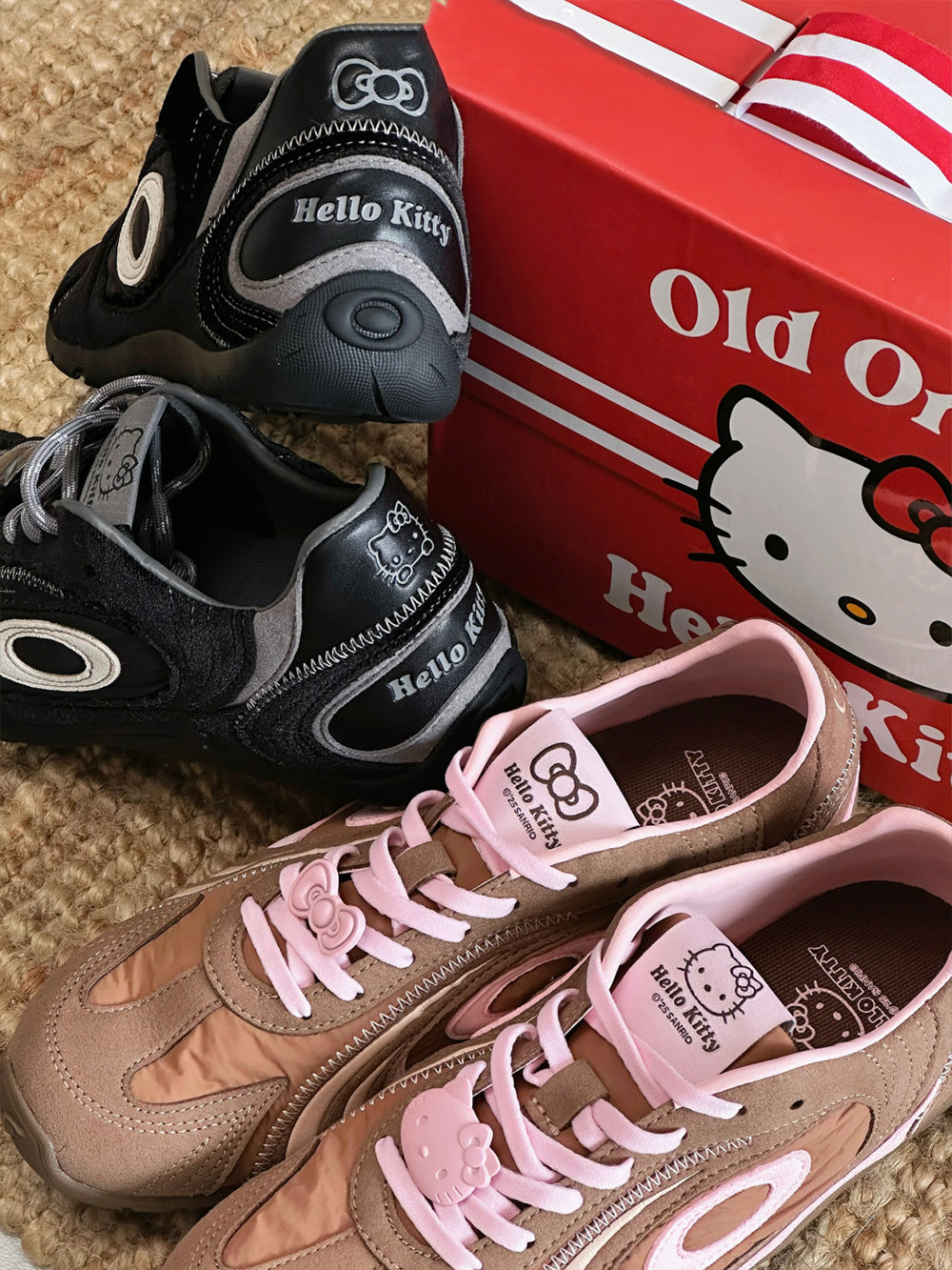 Sanrio Hello Kitty collaboration pink and brown Retro Dexterity shoes