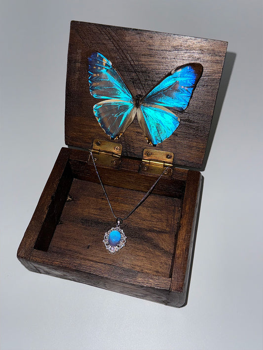 Handmade Blue Morpho Butterfly Necklace Pendant