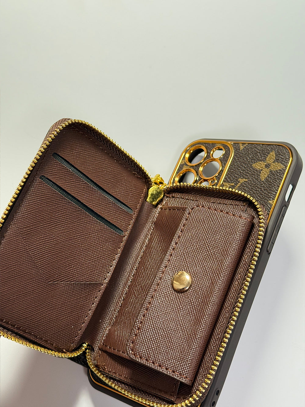 Brown iPhone case 2004 Large | Accordion card holder (subject to the video)
