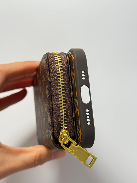 Brown iPhone case 2004 small | Accordion card holder (subject to the video)