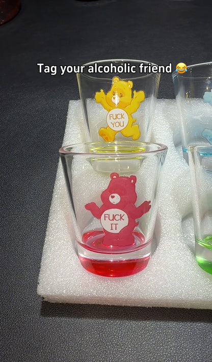 6 Pieces Swear Bear Shot Glasses 50ml Shot Glasses | Cocktail Whiskey Shot Glasses Set