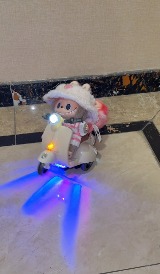 Labubu Mini Toy – Electric Bike Doll Motorcycle for Creative Play(No Battery)