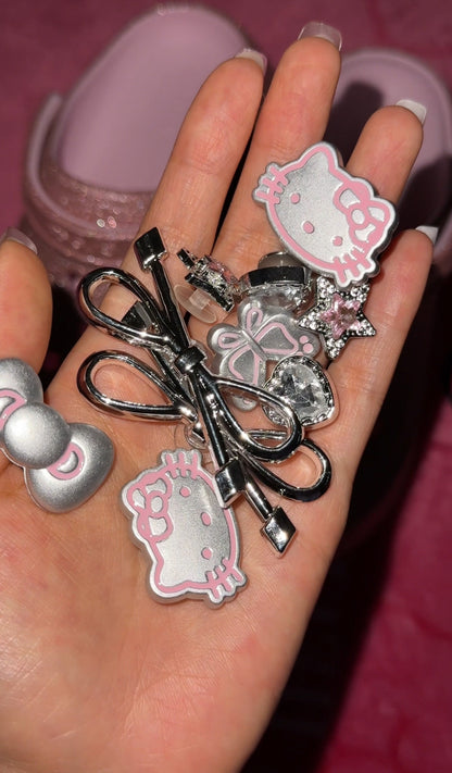10 Pcs Hello Kitty Shoe Charms, Croc Charms for Kids Boys Girls, Cartoon Decorations & Favors