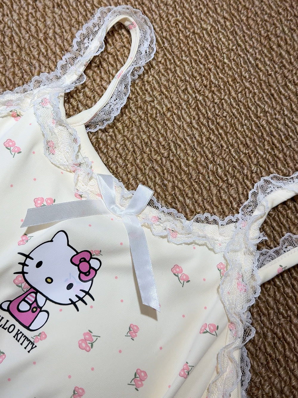 Hellokitty suspender pajamas | Summer pure cotton sleeveless home clothes with bra pads