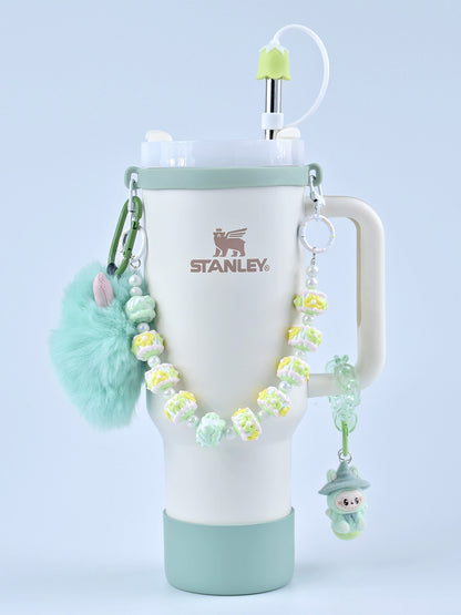 Stanley thermos DIY accessories: straw hat, hand strap, flower cup chain, pom pom (cup not included)