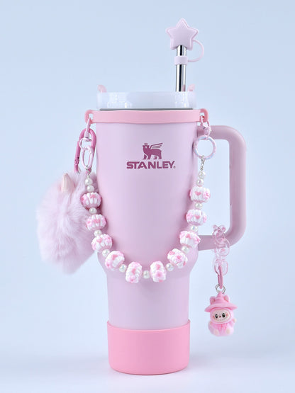 Stanley thermos DIY accessories: straw hat, hand strap, flower cup chain, pom pom (cup not included)