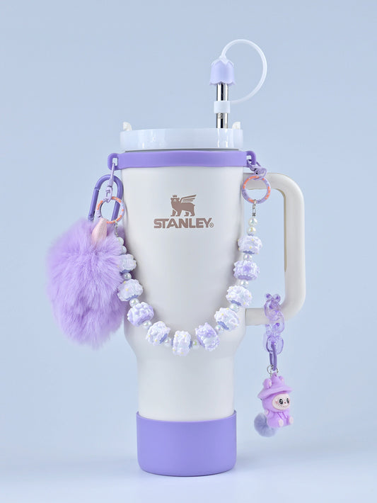 Stanley thermos DIY accessories: straw hat, hand strap, flower cup chain, pom pom (cup not included)