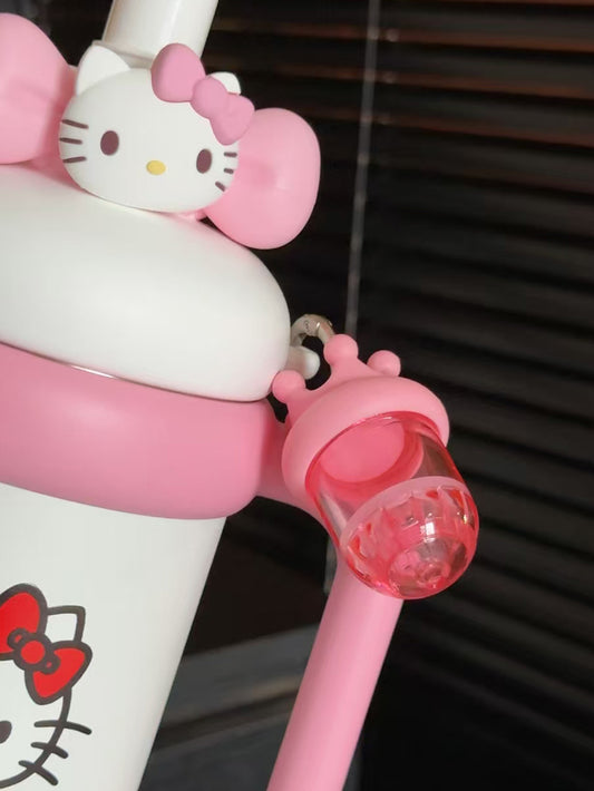 Hello Kitty thermos | Cute coffee and water bottle with a straw 960ml