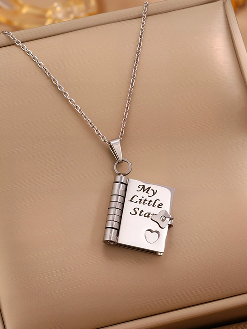 Titanium steel book-opening necklace | Titanium steel necklace