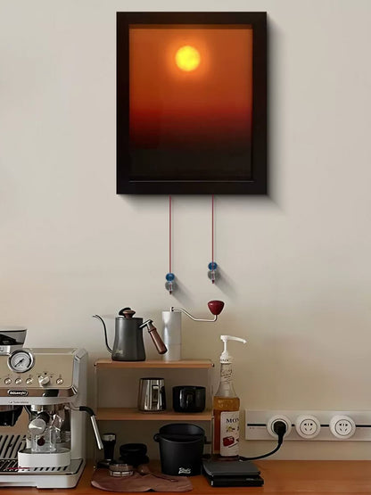 Kinetic Sunrise Sunset Hand Pulled Wall Lamp - Adjustable Dual Rope Night Light - Bedroom Decorative Lighting