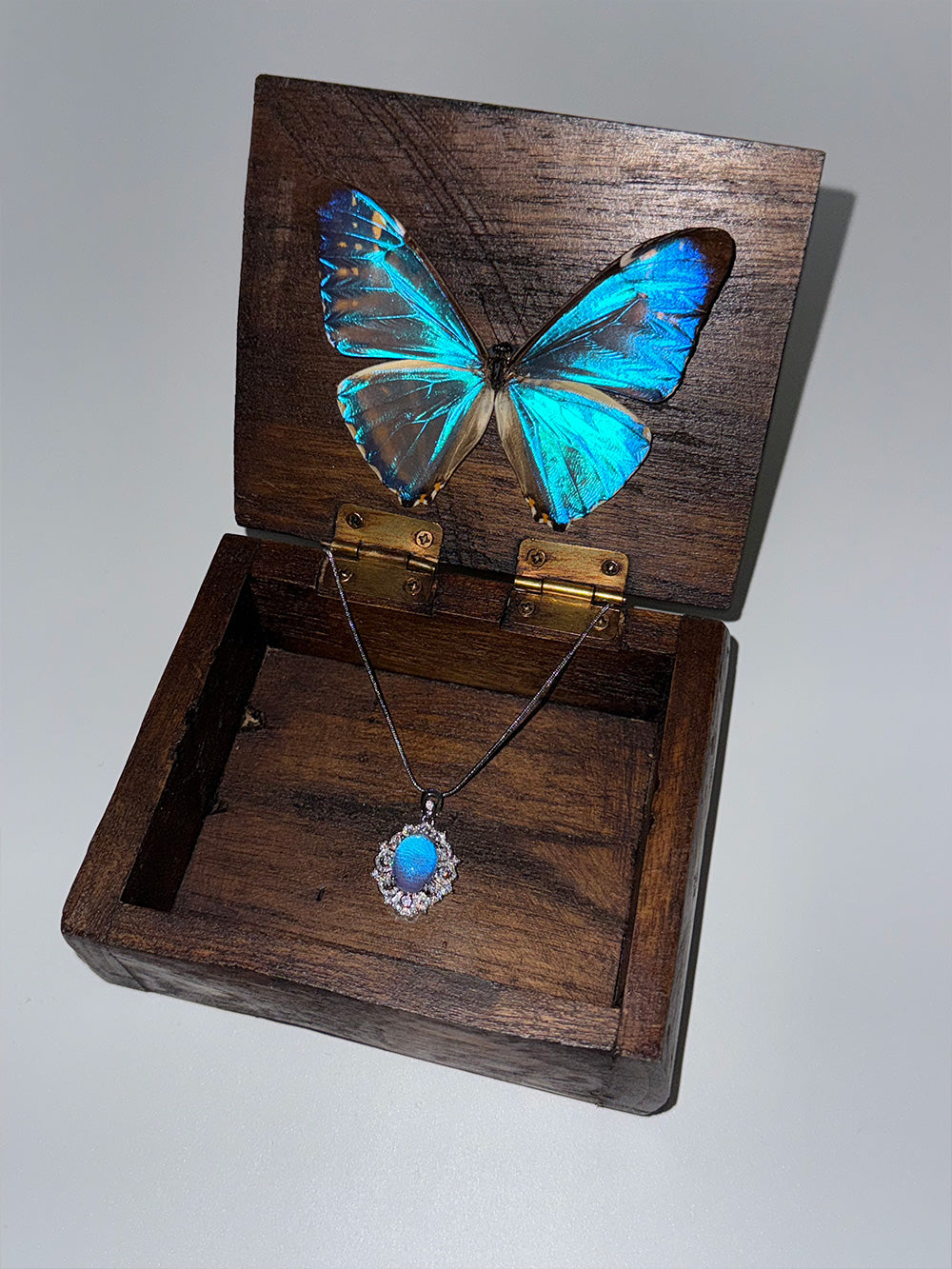 Handmade Blue Morpho Butterfly Necklace Pendant