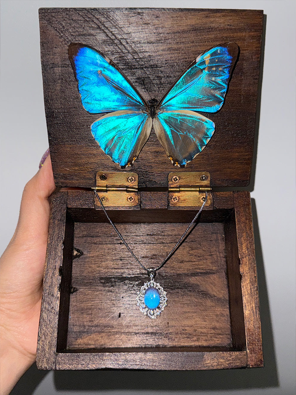 Handmade Blue Morpho Butterfly Necklace Pendant