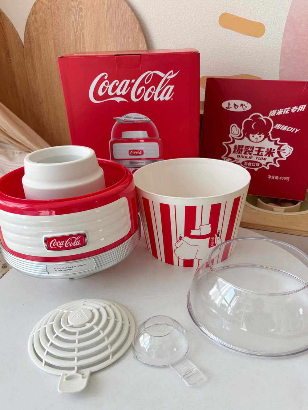 Coca-Cola Popcorn Machine - Automatic Hot Air Popper with China 3-pole