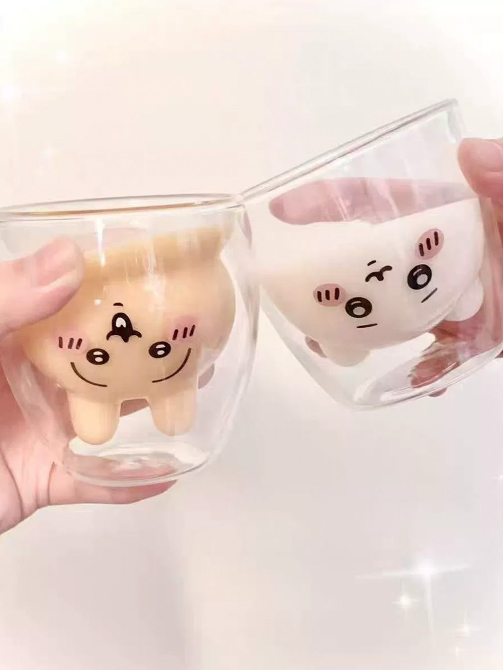 chiikawa Double-walled glass cup |Cute cartoon cup -Milk cup