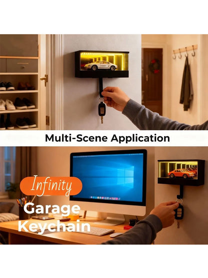 Keychain holder | Infinite depth mirror garage keychain holder |3D wall-mounted LED Decoration Display Box