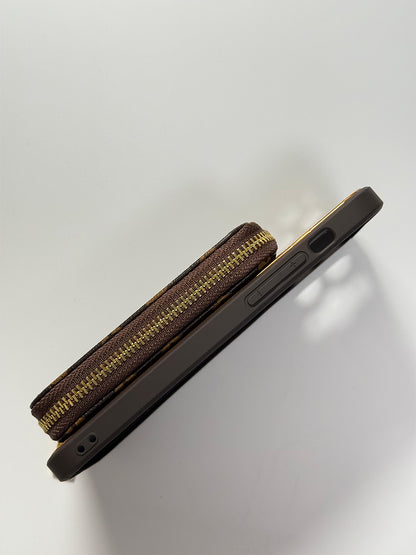 Brown iPhone case 2004 small | Accordion card holder (subject to the video)