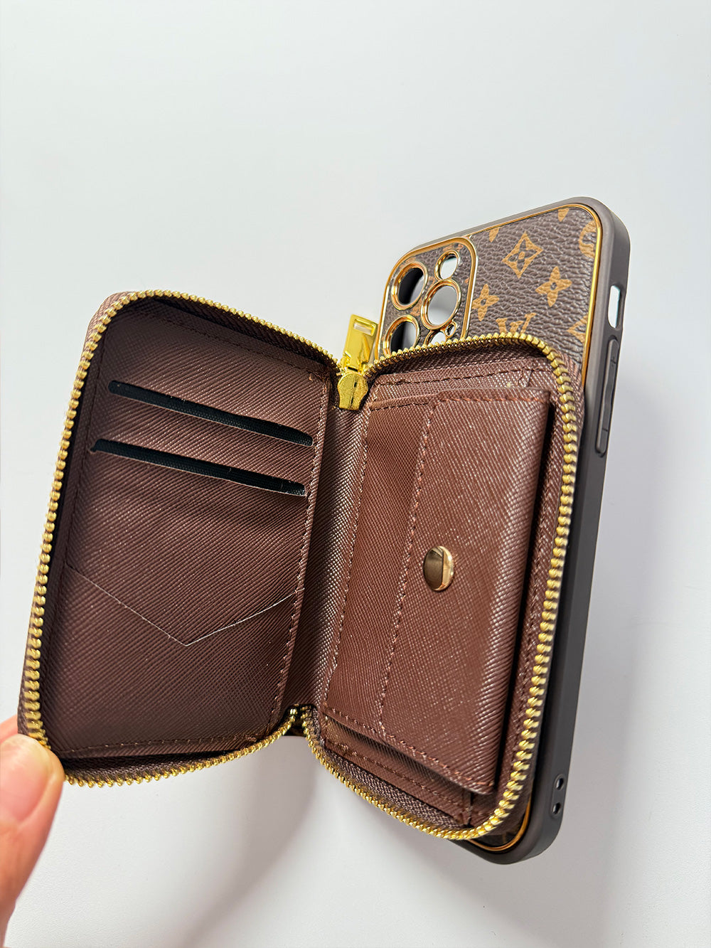 Brown iPhone case 2004 small | Accordion card holder (subject to the video)